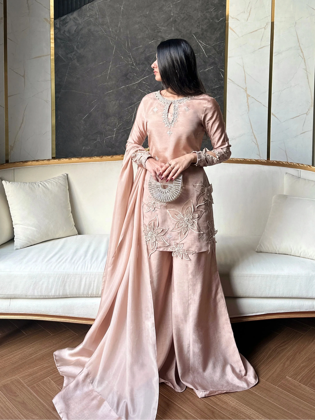 Vanilla - Ivory Pakistani luxury pret 3-piece suit with handwork detailing – SCHEREZĀDE Amelia collection